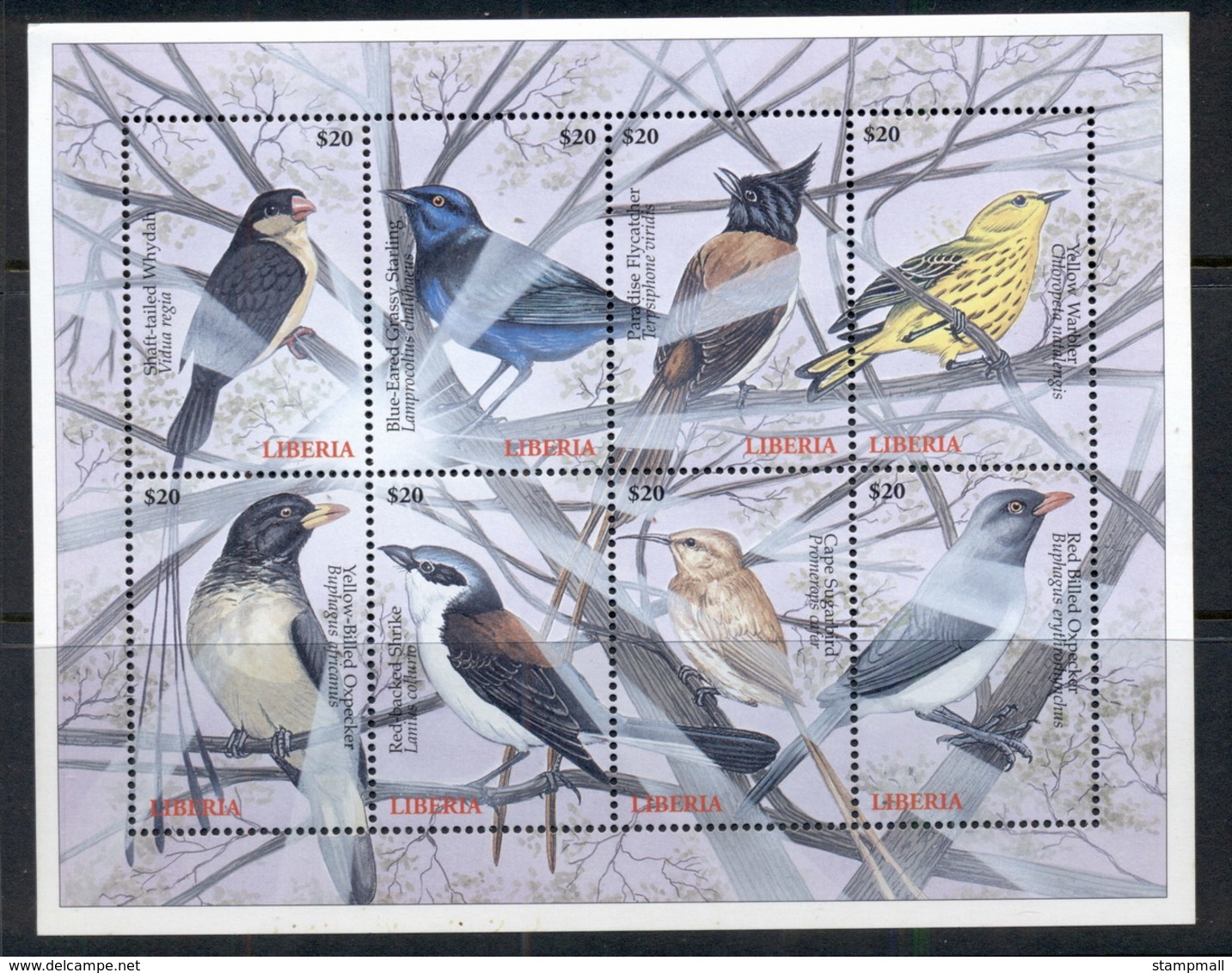 Liberia 2000 Birds Sheetlet $20 MUH - Liberia