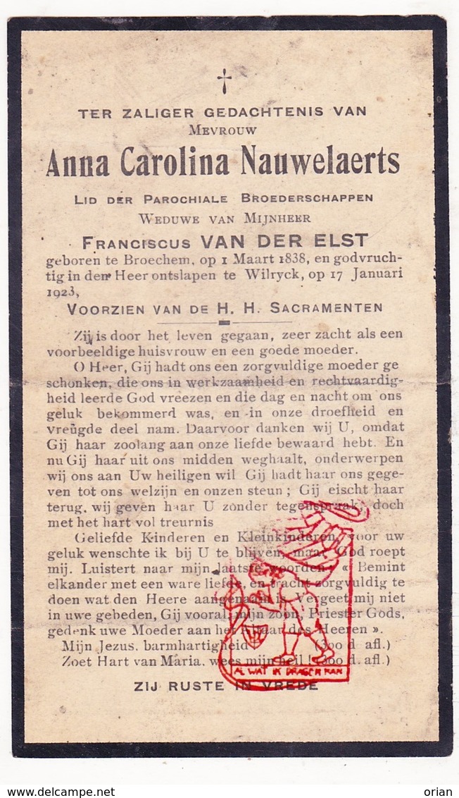 DP Anna C. Nauwelaerts ° Broechem Ranst 1838 † Wilrijk 1923 X F. Van Der Elst - Santini