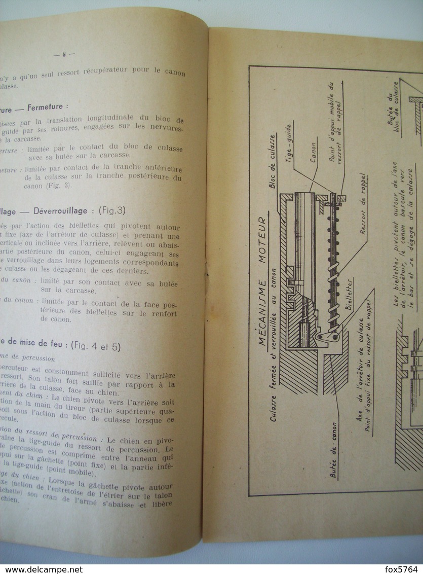 INDOCHINE / GUIDE TECHNIQUE PISTOLET / PA MODELE 1935 A / SAINT-CYR ESM-IA / ORIGINAL 1959 - Armes Neutralisées