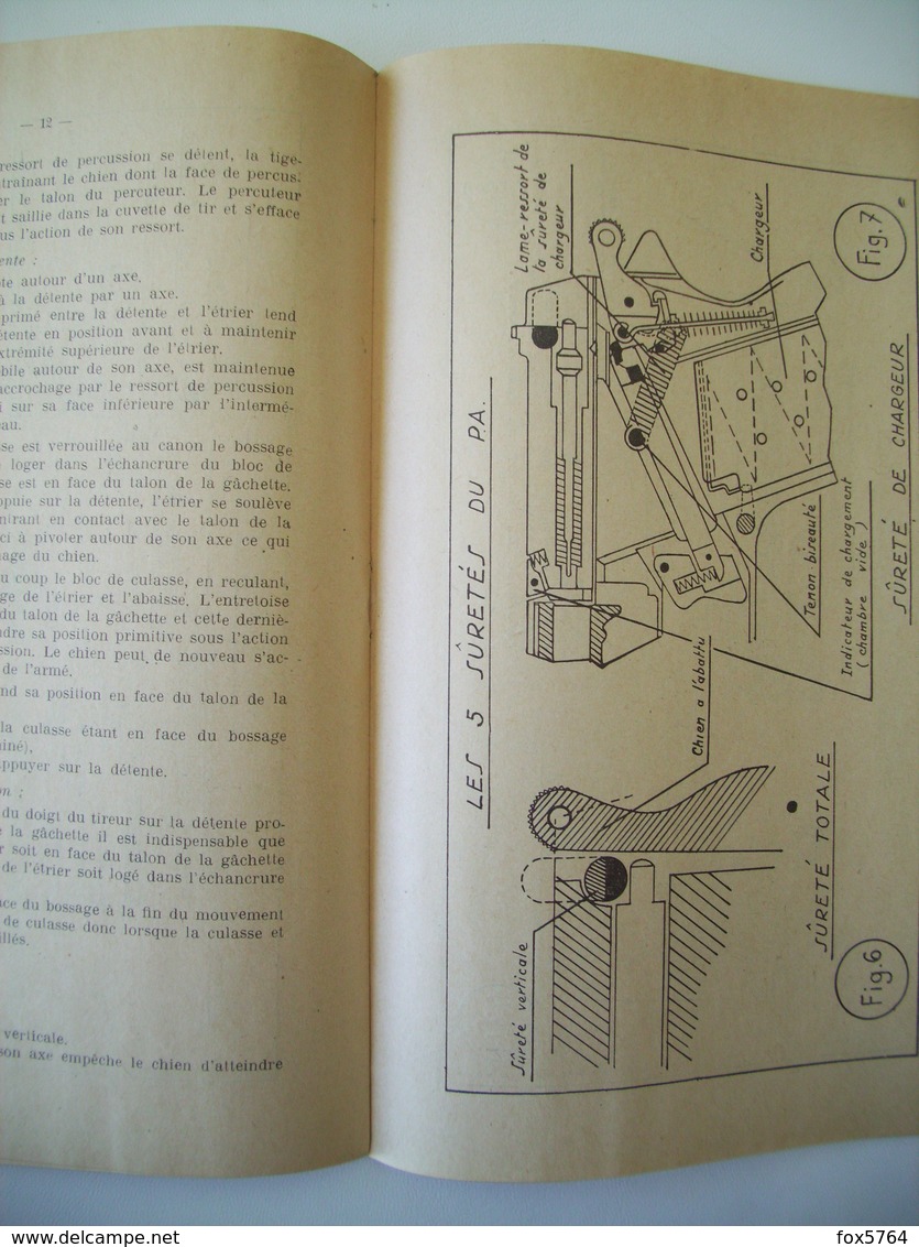 INDOCHINE / GUIDE TECHNIQUE PISTOLET / PA MODELE 1935 A / SAINT-CYR ESM-IA / ORIGINAL 1959 - Armes Neutralisées