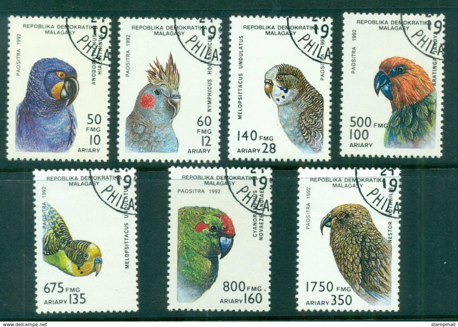 Madagascar 1993 Birds, Parrots CTO - Madagascar (1960-...)