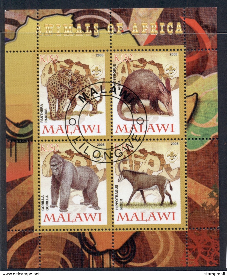 Malawi 2008 Animals Of Africa, Gorilla MS CTO - Malawi (1964-...)