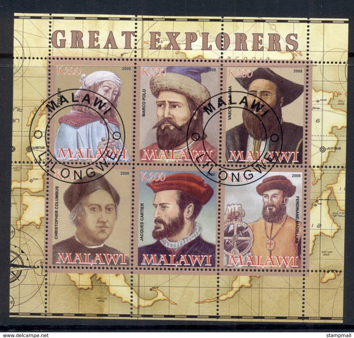 Malawi 2008 Great Explorers MS CTO - Malawi (1964-...)