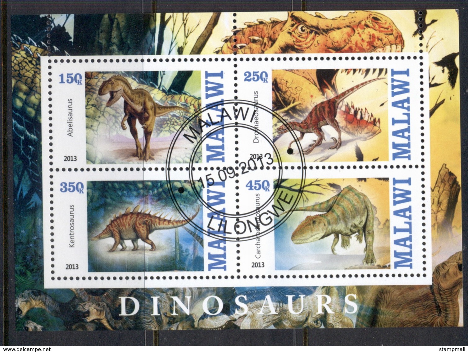 Malawi 2013 Prehistoric Animals, Dinosaurs MS CTO - Malawi (1964-...)