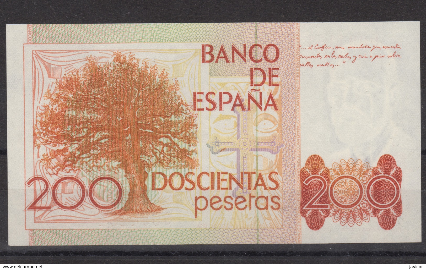 1980 Billete Español Pesetas 200 SC - Numeración Sin Serie - [ 4] 1975-…: Juan Carlos I.