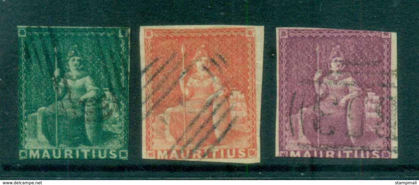 Mauritius 1858-59 Seated Britannia, Close Cut, But Clean & No Thins 3x FU Lot78044 - Mauritius (1968-...)