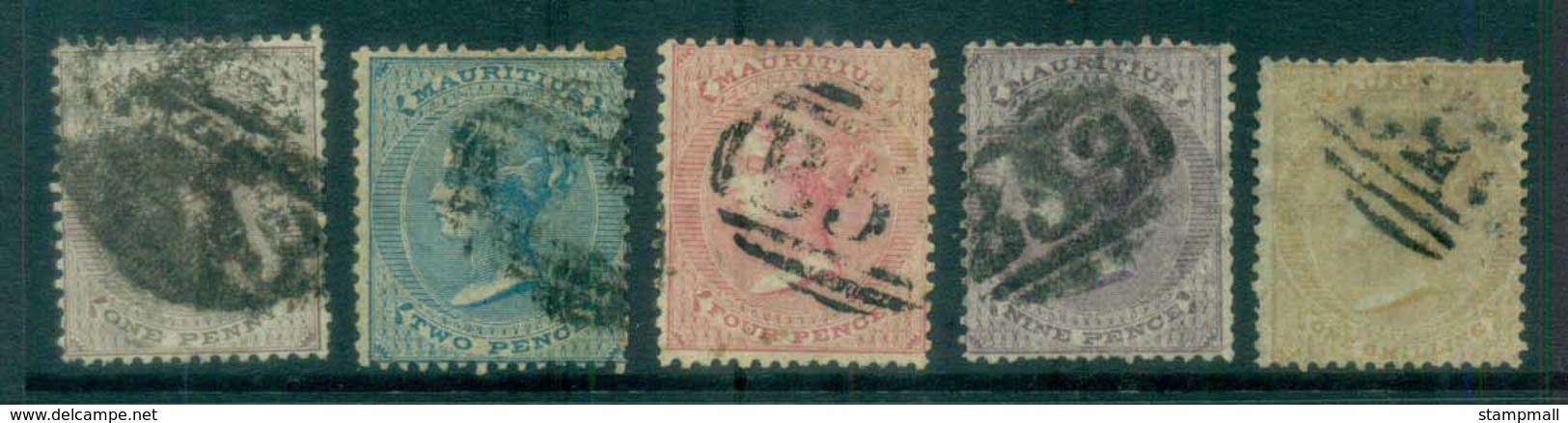 Mauritius 1860-63 QV 1d To 1/- Asst, Faults But No Thins 5x FU Lot78047 - Mauritius (1968-...)