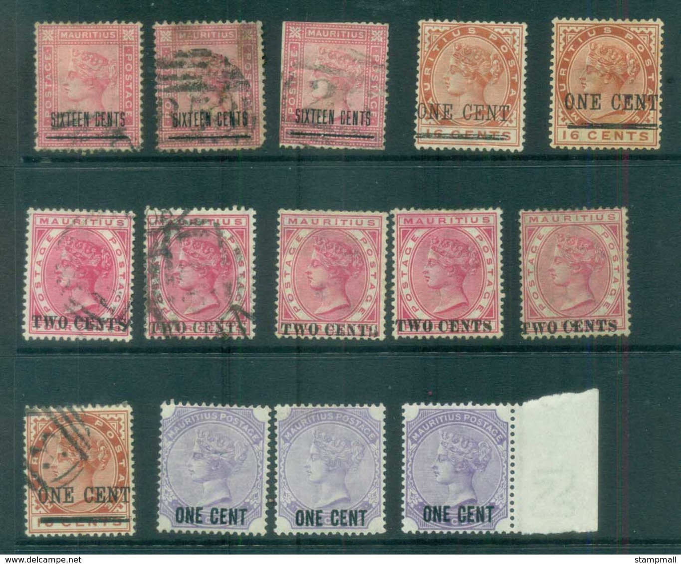 Mauritius 1883-91 QV Surcharges Asst, Faults 14x FU/MH Lot78053 - Mauritius (1968-...)