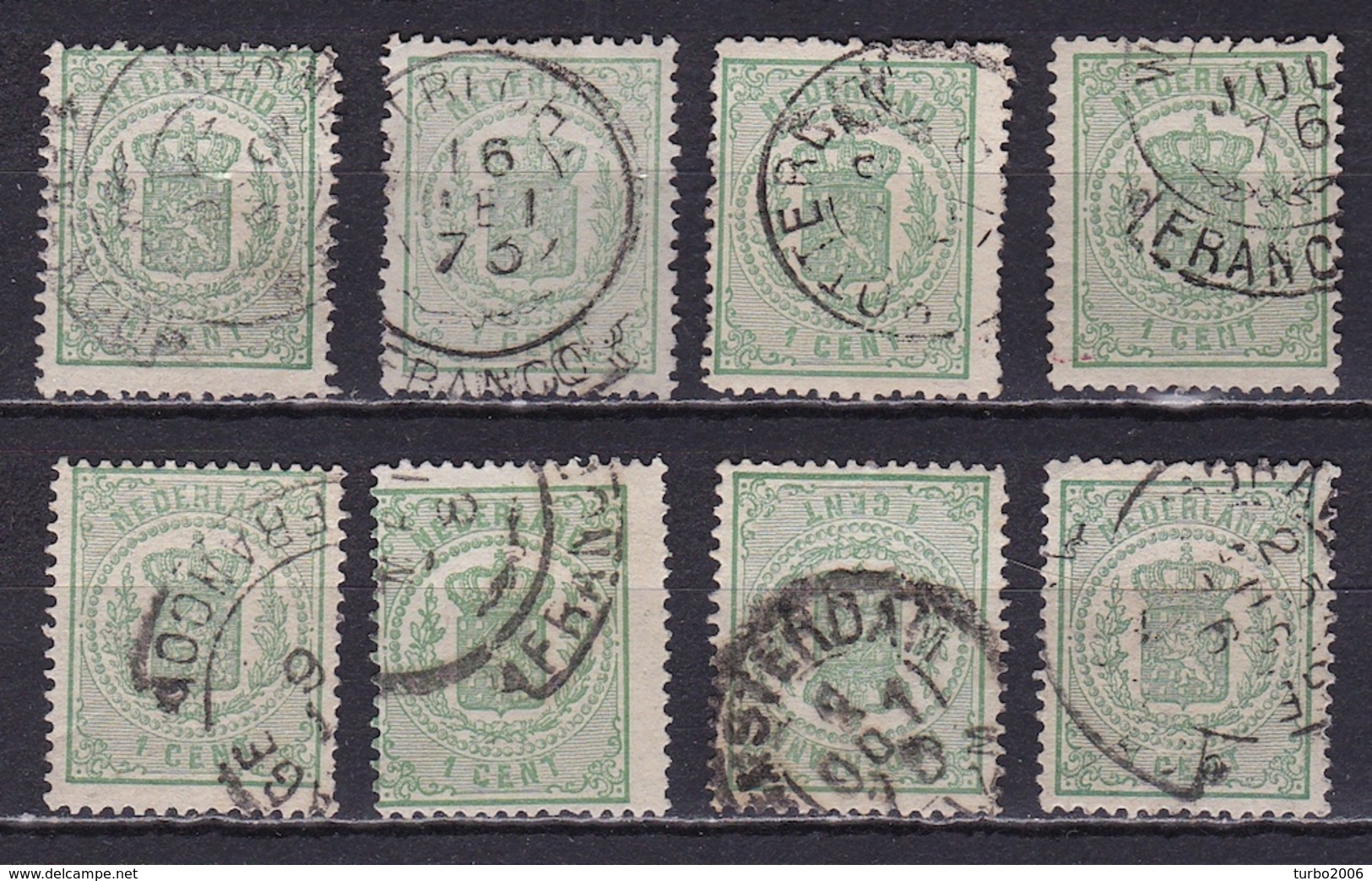 1869-1871 Wapenzegels 1 Cent Groen 8 X NVPH 15 Nog Uit Te Zoeken Op Type, Tanding Etc. - Used Stamps