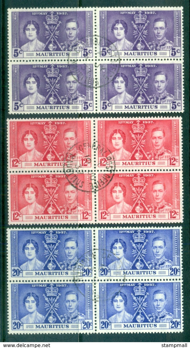 Mauritius 1937 Coronation Blks4 FU - Mauritius (1968-...)