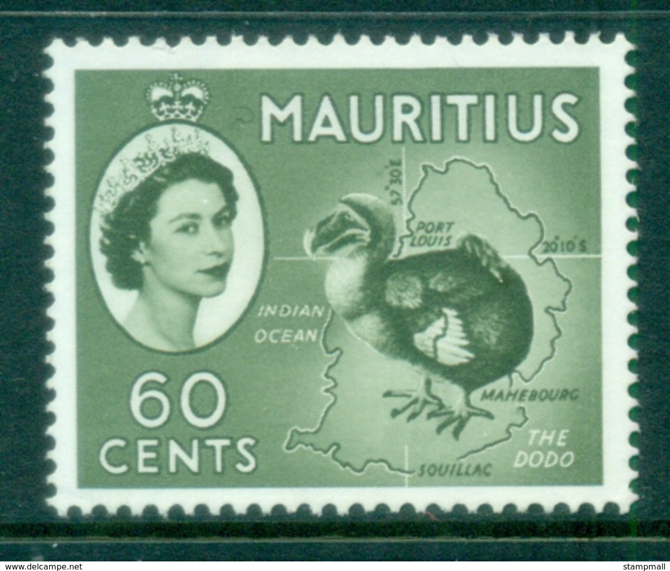 Mauritius 1954 QE Pictorials 60c Dodo Bird MLH - Mauritius (1968-...)