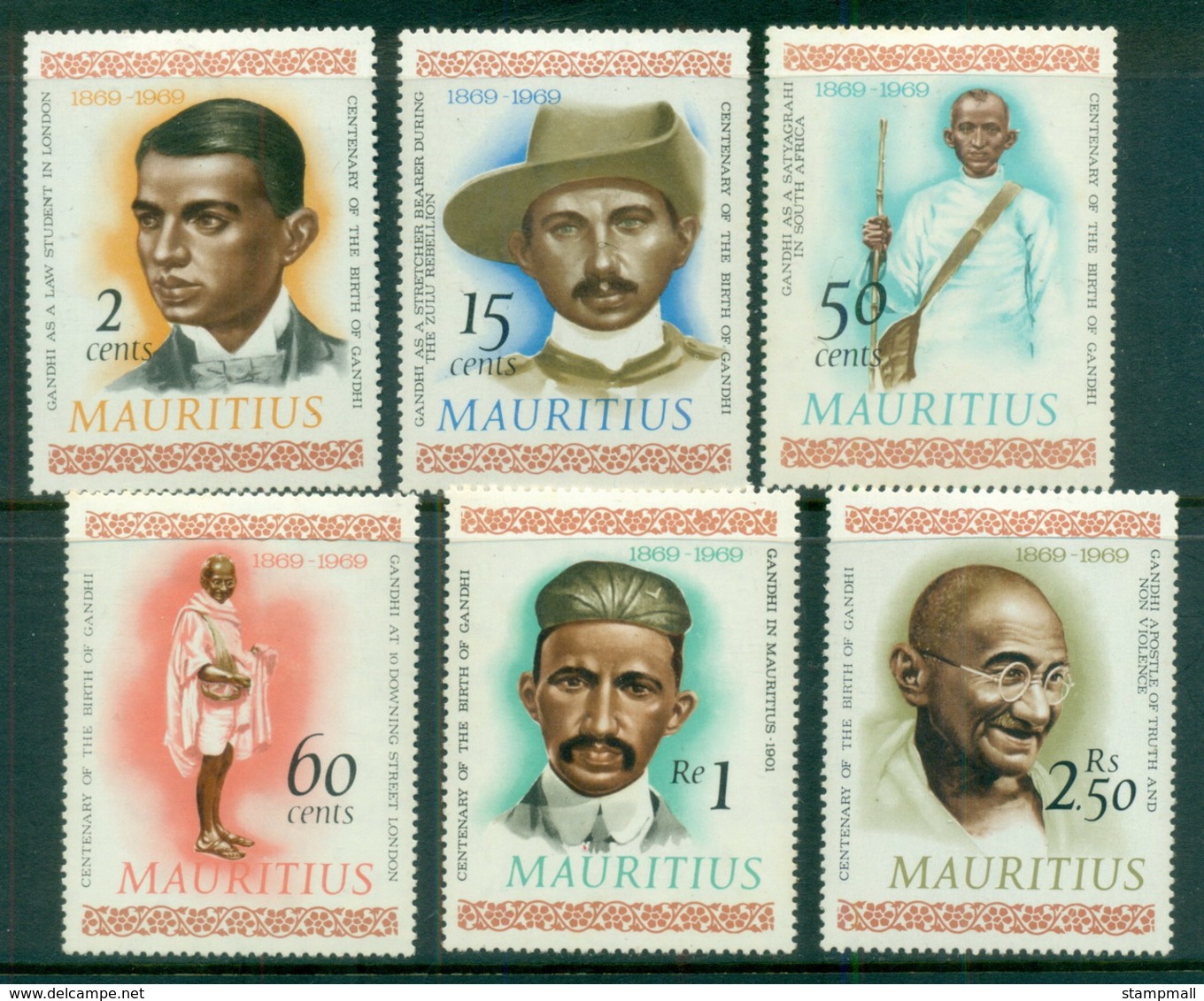 Mauritius 1969 Portraits Of Gandhi MLH - Mauricio (1968-...)