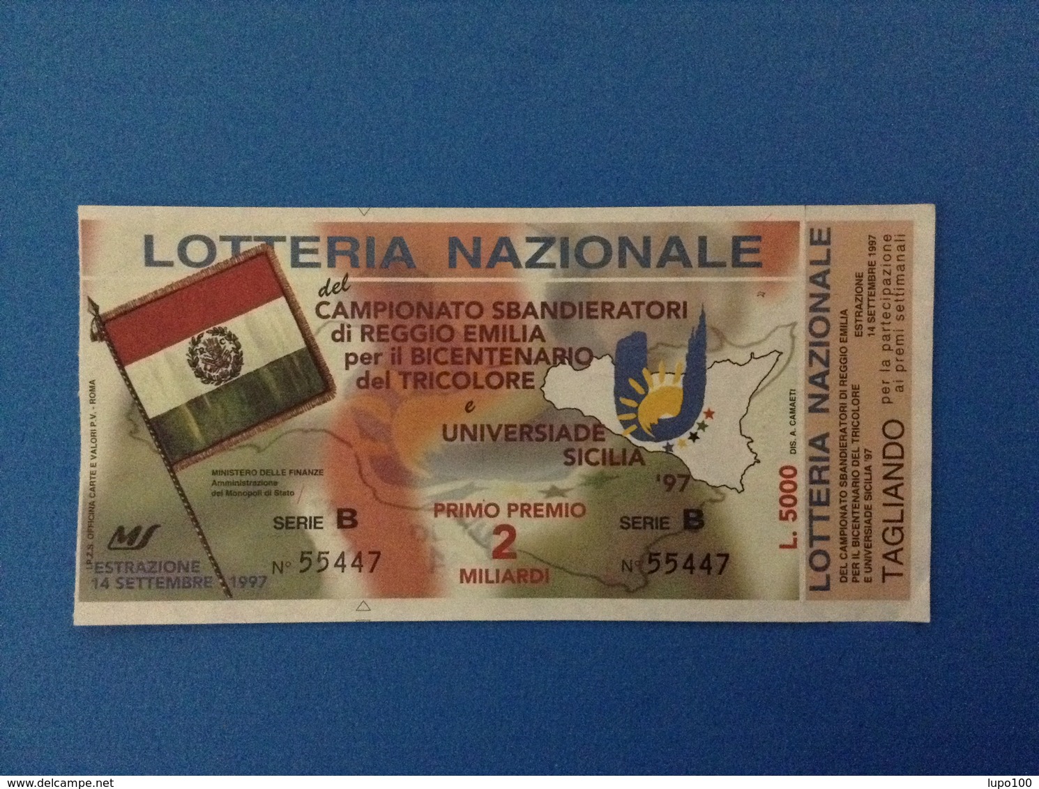 1997 BIGLIETTO LOTTERIA NAZIONALE GRAN PREMIO MERANO MISS ITALIA SALSOMAGGIORE TERME - Biglietti Della Lotteria
