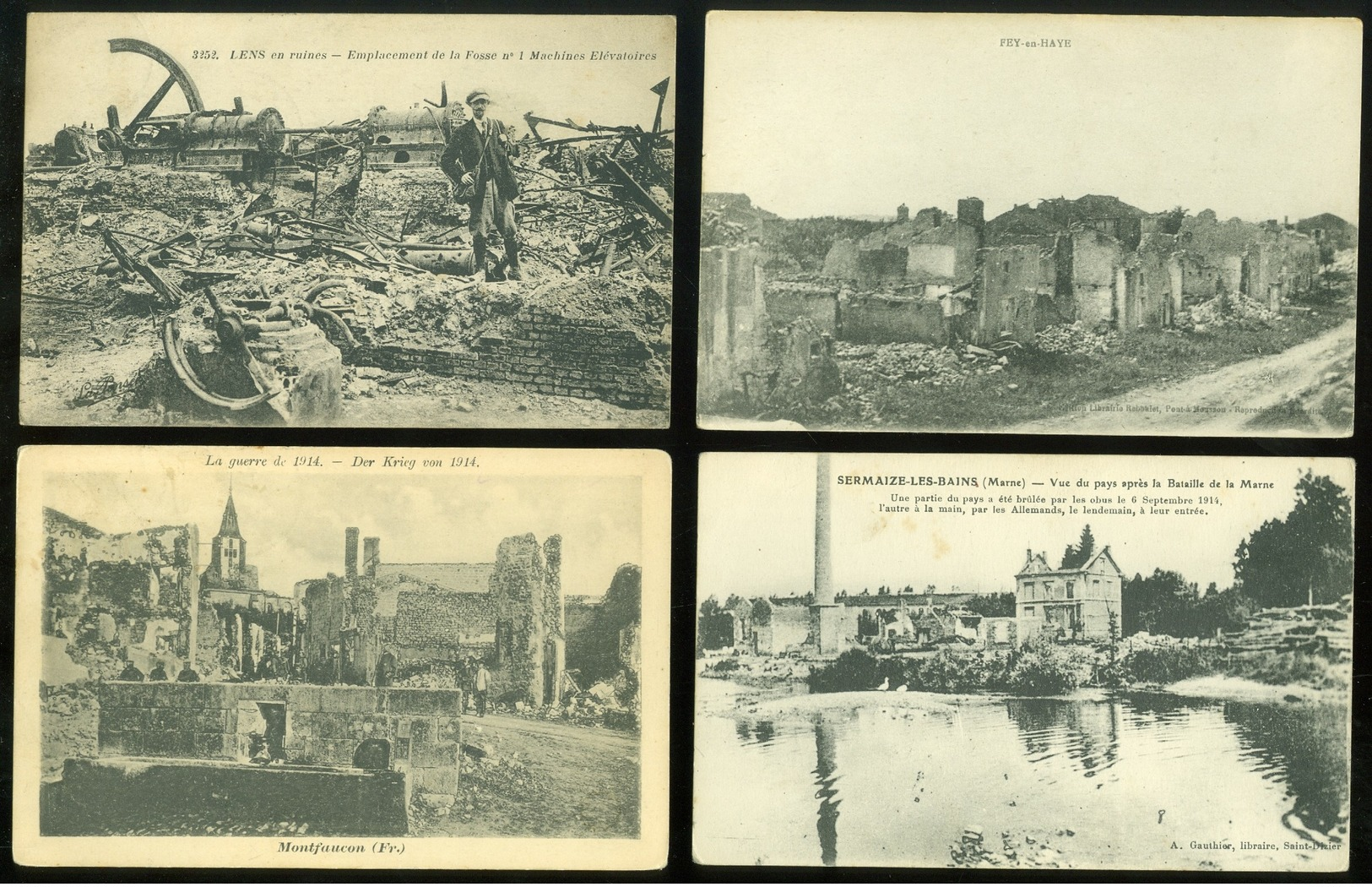 Beau lot de 50 cartes postales de France guerre ruines soldat  Mooi lot van 50 postkaarten van Frankrijk  oorlog  ruinen