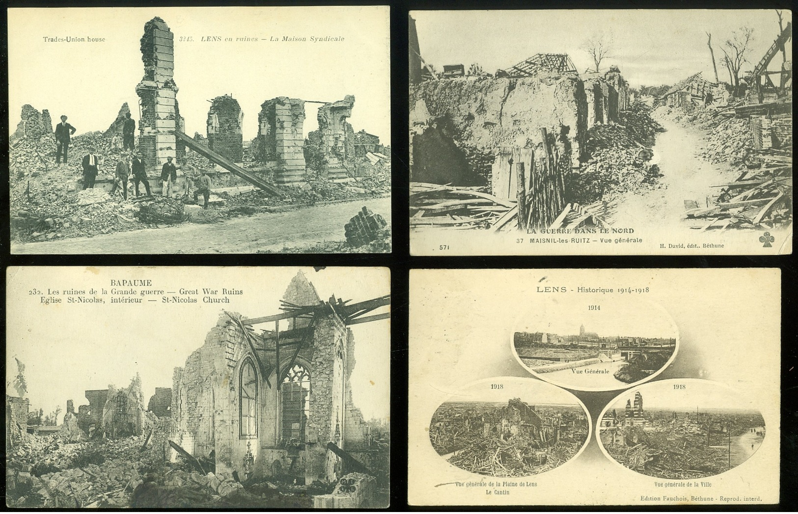 Beau lot de 50 cartes postales de France guerre ruines soldat  Mooi lot van 50 postkaarten van Frankrijk  oorlog  ruinen