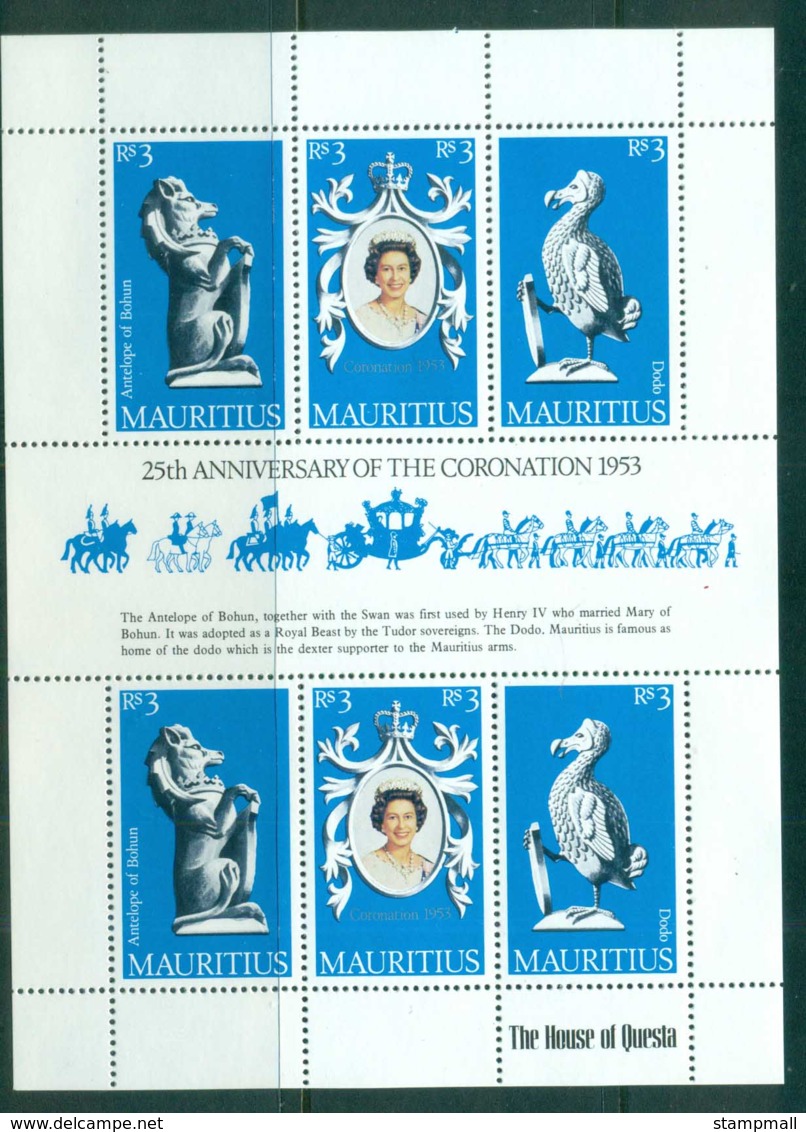 Mauritius 1978 QEII Coronation, 25th Anniversary , Royalty MS MUH - Mauritius (1968-...)