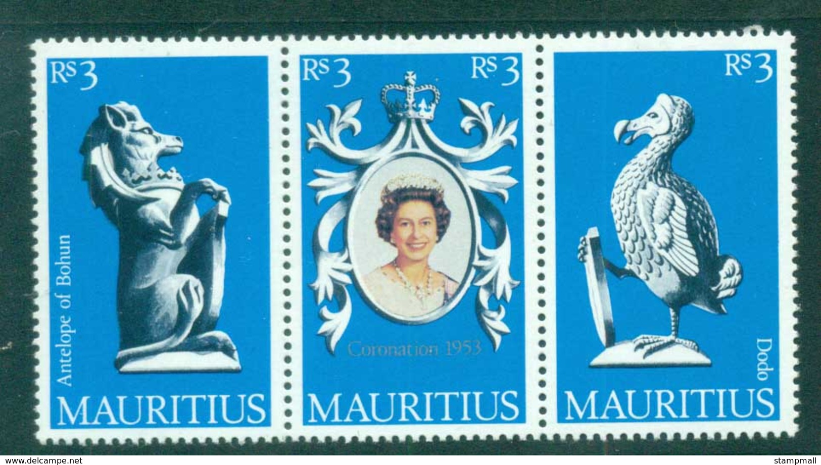 Mauritius 1978 QEII Coronation, 25th Anniversary , Royalty Str 3 MUH - Mauritius (1968-...)