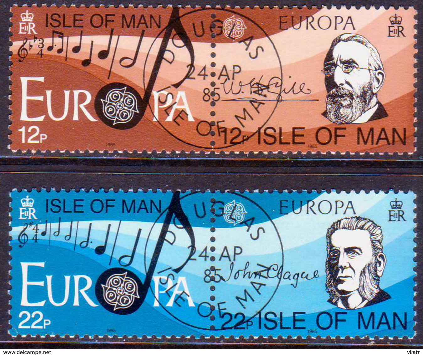 ISLE OF MAN 1985 SG 286-89 Compl.set In Two Horiz.pairs Used Europa. European Music Year - Isle Of Man