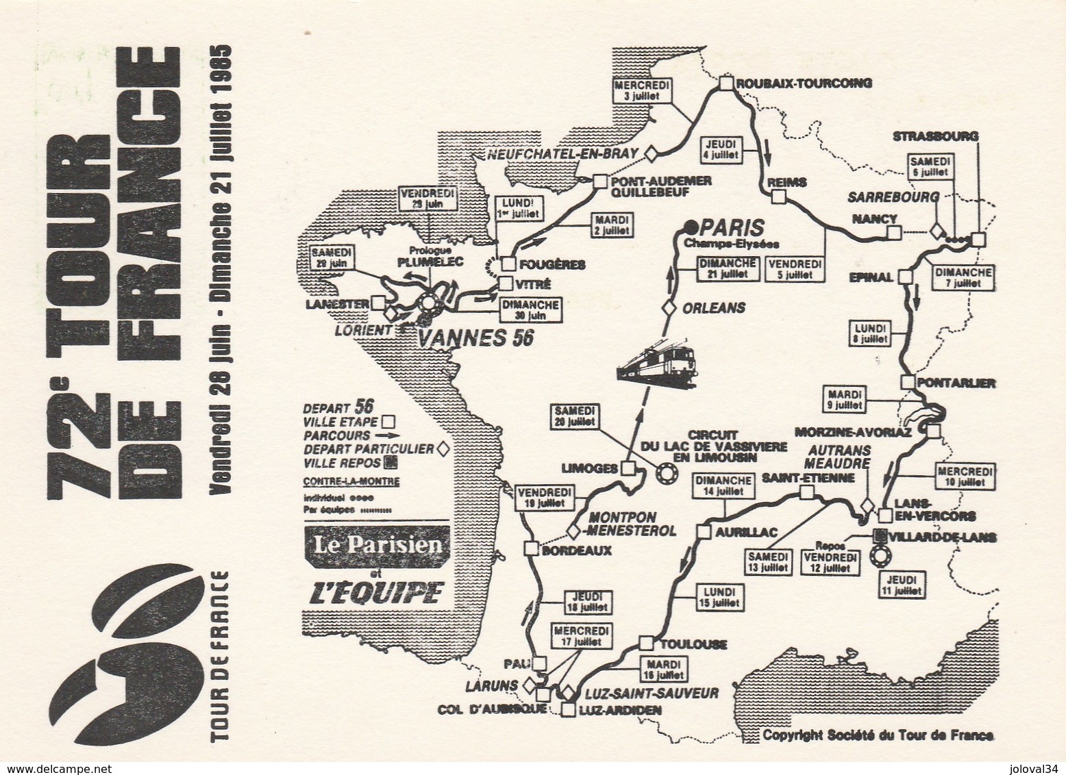 Entier Postal Tour Eiffel Repiquage Tour De France 1985 Classements - Tirage Limité 99/100 - Ciclismo