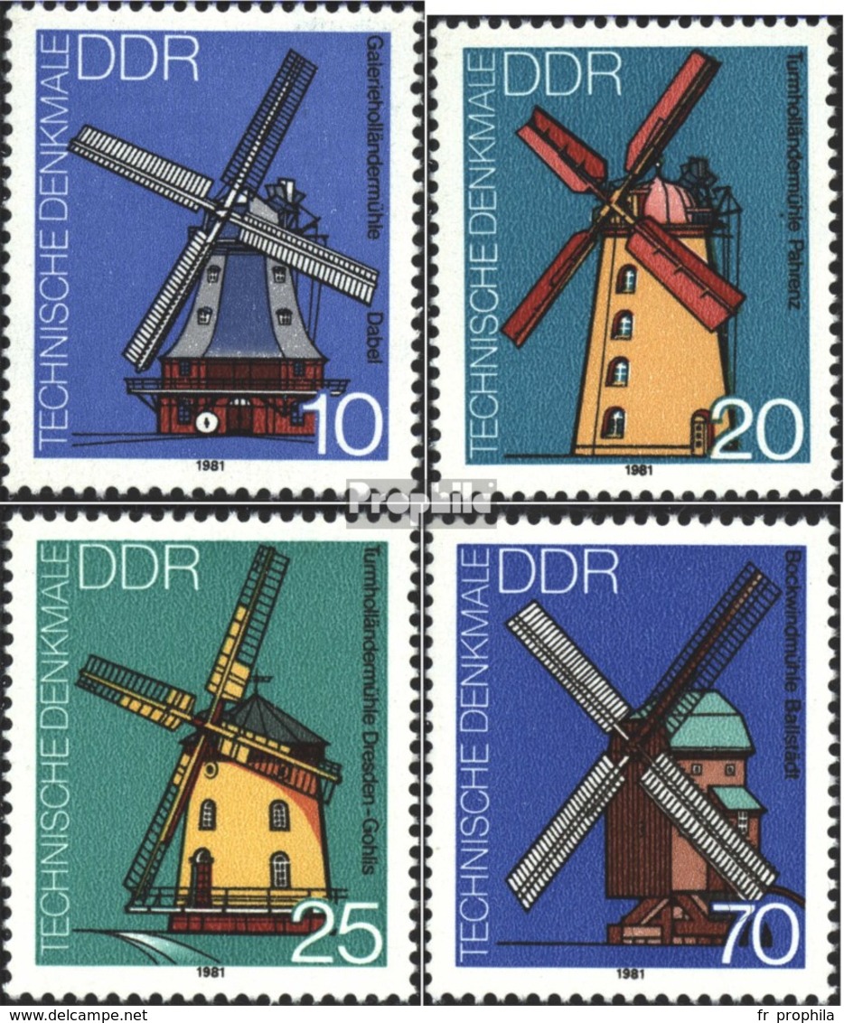 DDR 2657-2660 (complète.Edition.) Timbres Prémier Jour 1981 Caractéristiques Techniques Monuments (I): Moulins à Ven - Autres & Non Classés