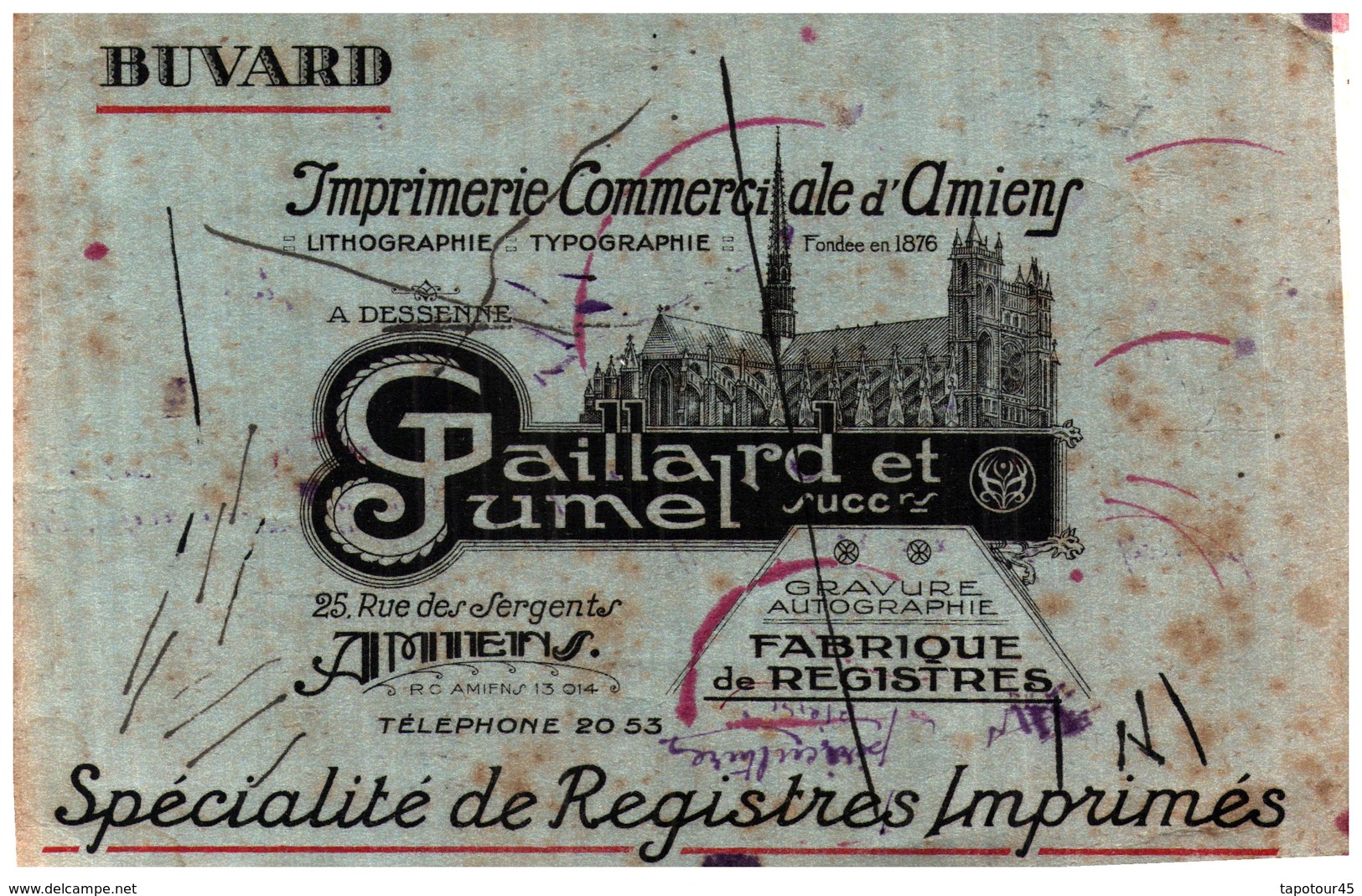 Im A/Buvard Imprimerie Amiens (Format 13.5 X 21) (N= 1) - I