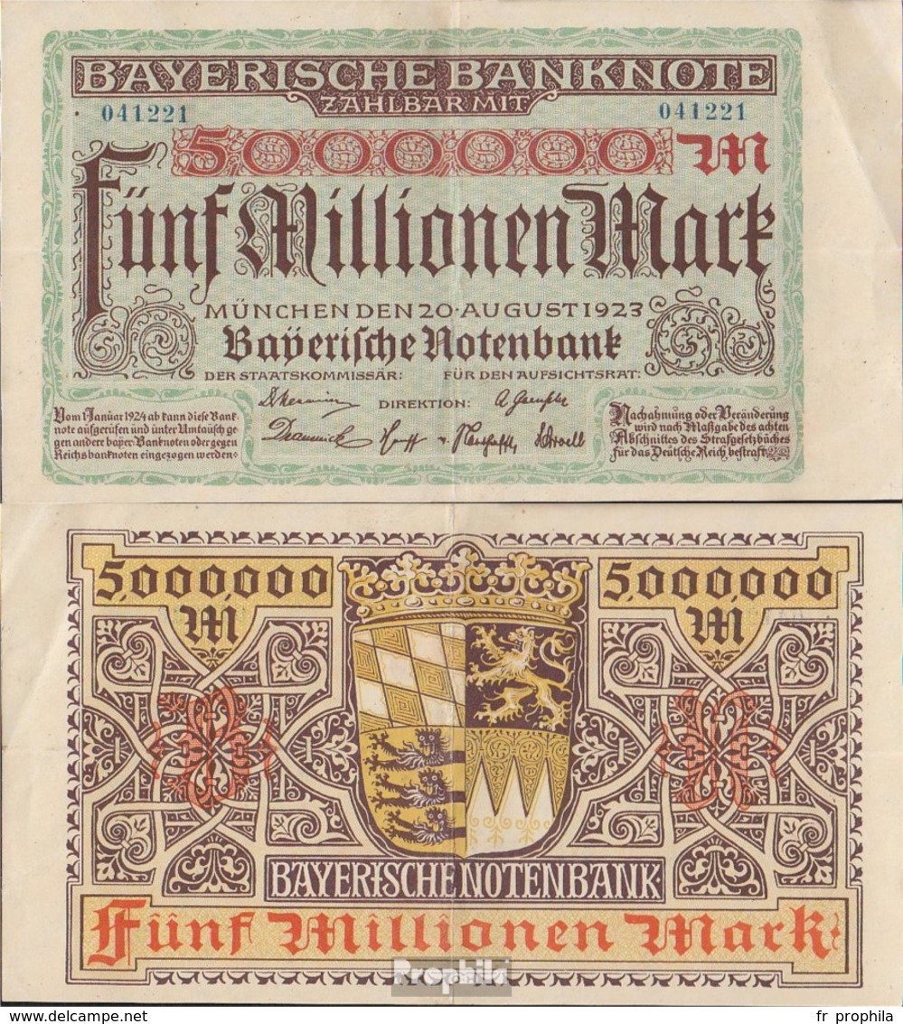 Bavière Rosenbg: BAY13b Länderbanknote Bavière Utilisé (III) 1923 5 M. Mark - 5 Millionen Mark