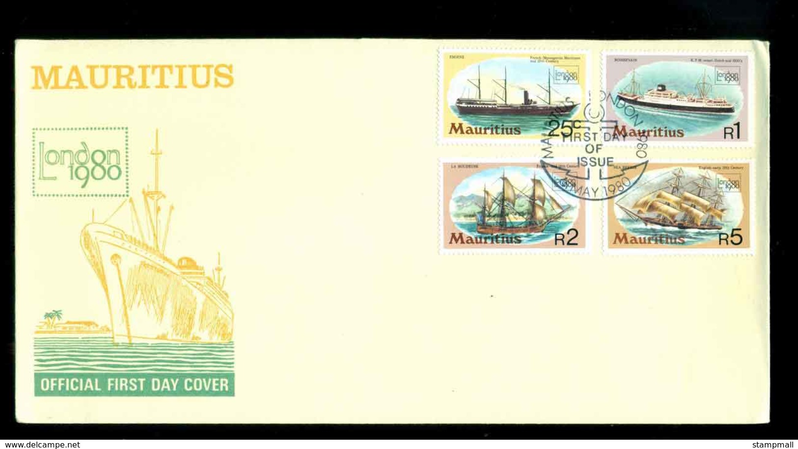 Mauritius 1980 London Stamp Ex Ships FDC Lot51562 - Mauricio (1968-...)