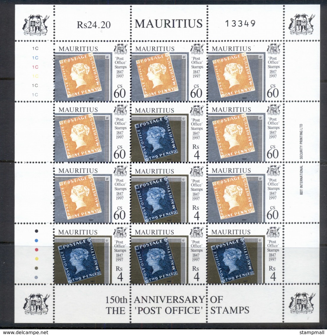 Mauritius 1997 Stamp Anniv Sheetlet MUH - Mauritius (1968-...)