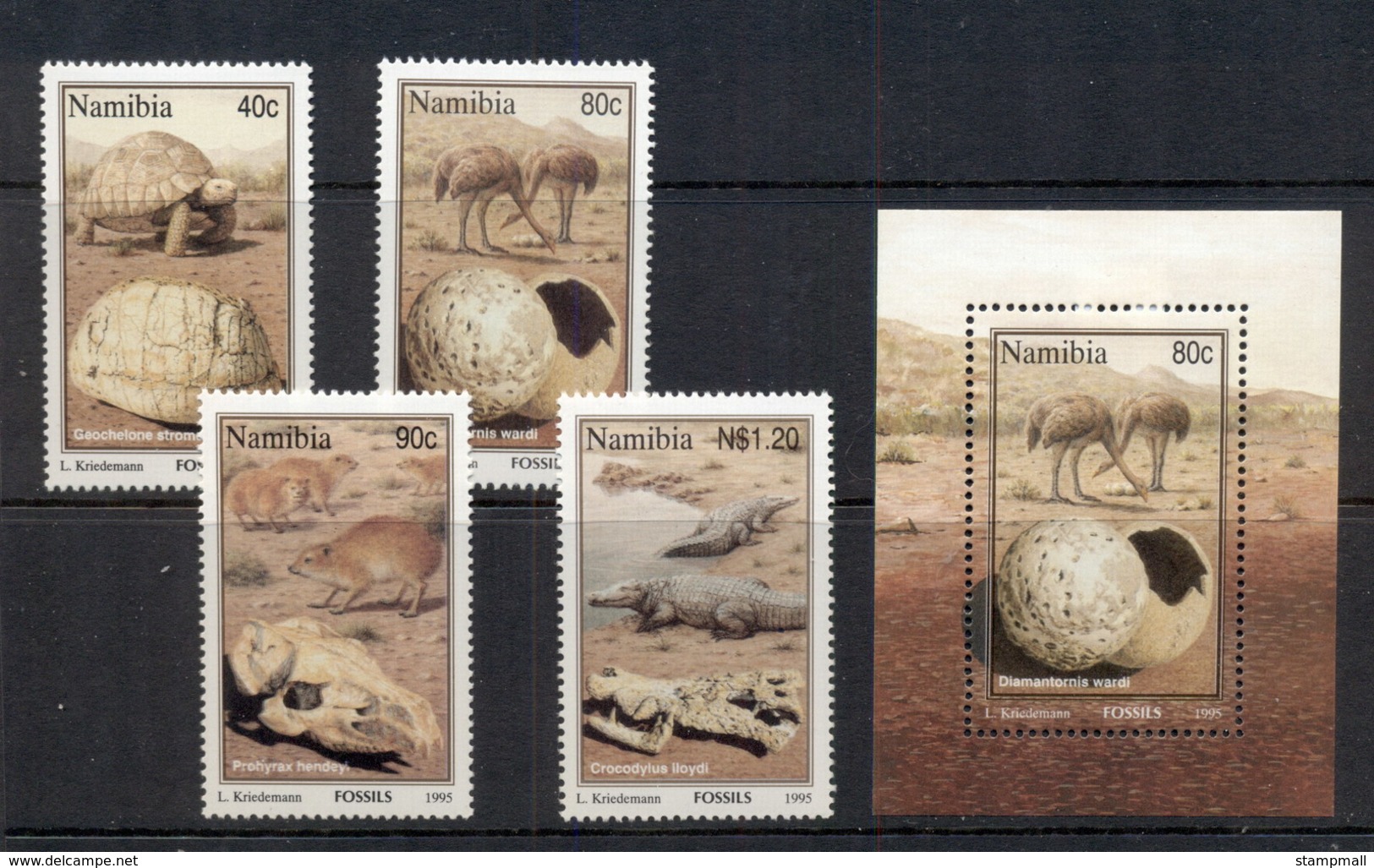 Namibia 1995 Fossils + MS MUH - Namibia (1990- ...)