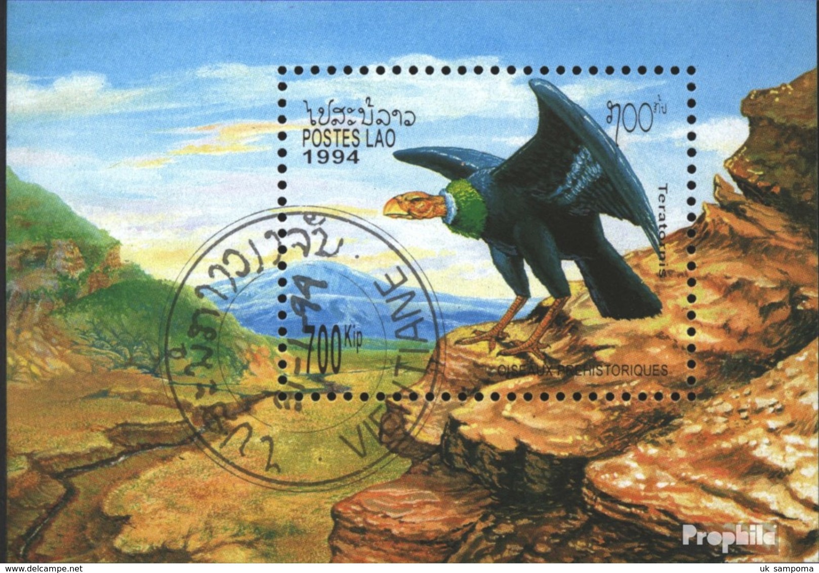 Laos Block148 (complete Issue) Fine Used / Cancelled 1994 Prehistoric Birds - Laos