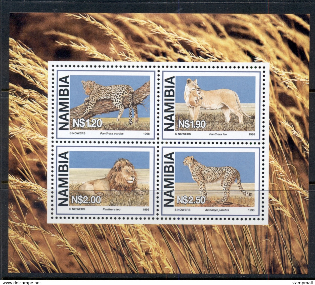 Namibia 1998 Wild Cats MS MUH - Namibia (1990- ...)