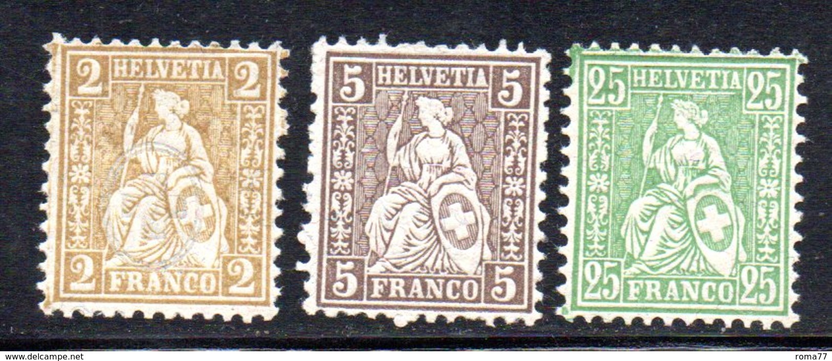 321/1500 - SVIZZERA 1881 , Unificato N. 49+50+54  ***  MNH  Fili Seta - Nuovi