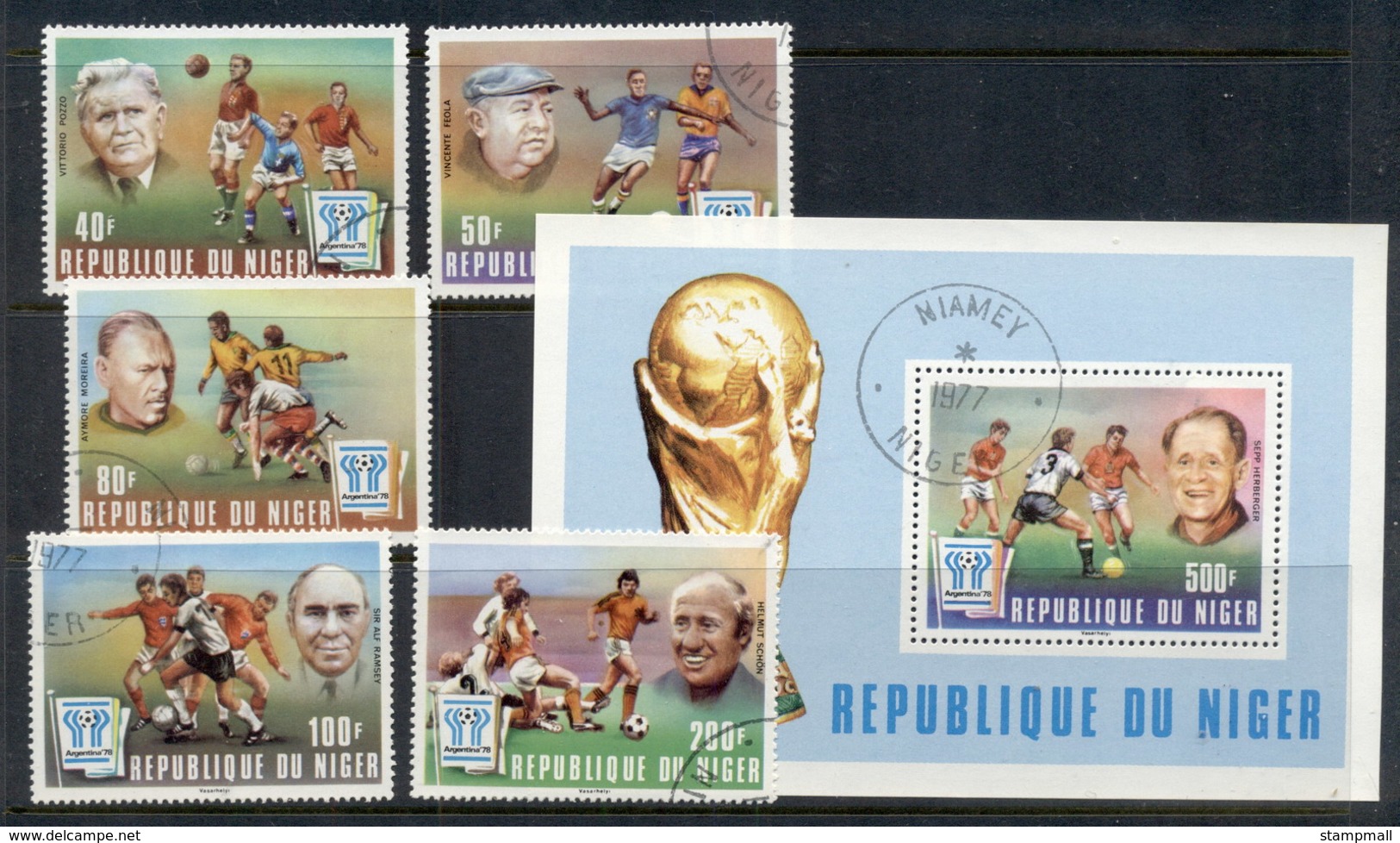 Niger 1977 World Cup Soccer Argentina + MS CTO - Niger (1960-...)