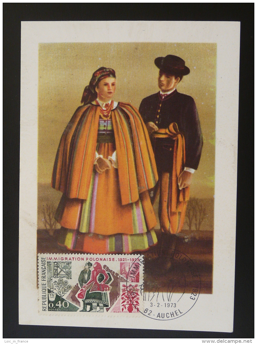 Carte Maximum Card Costume De Pologne Poland 62 Auchel Pas De Calais 1973 - Costumes