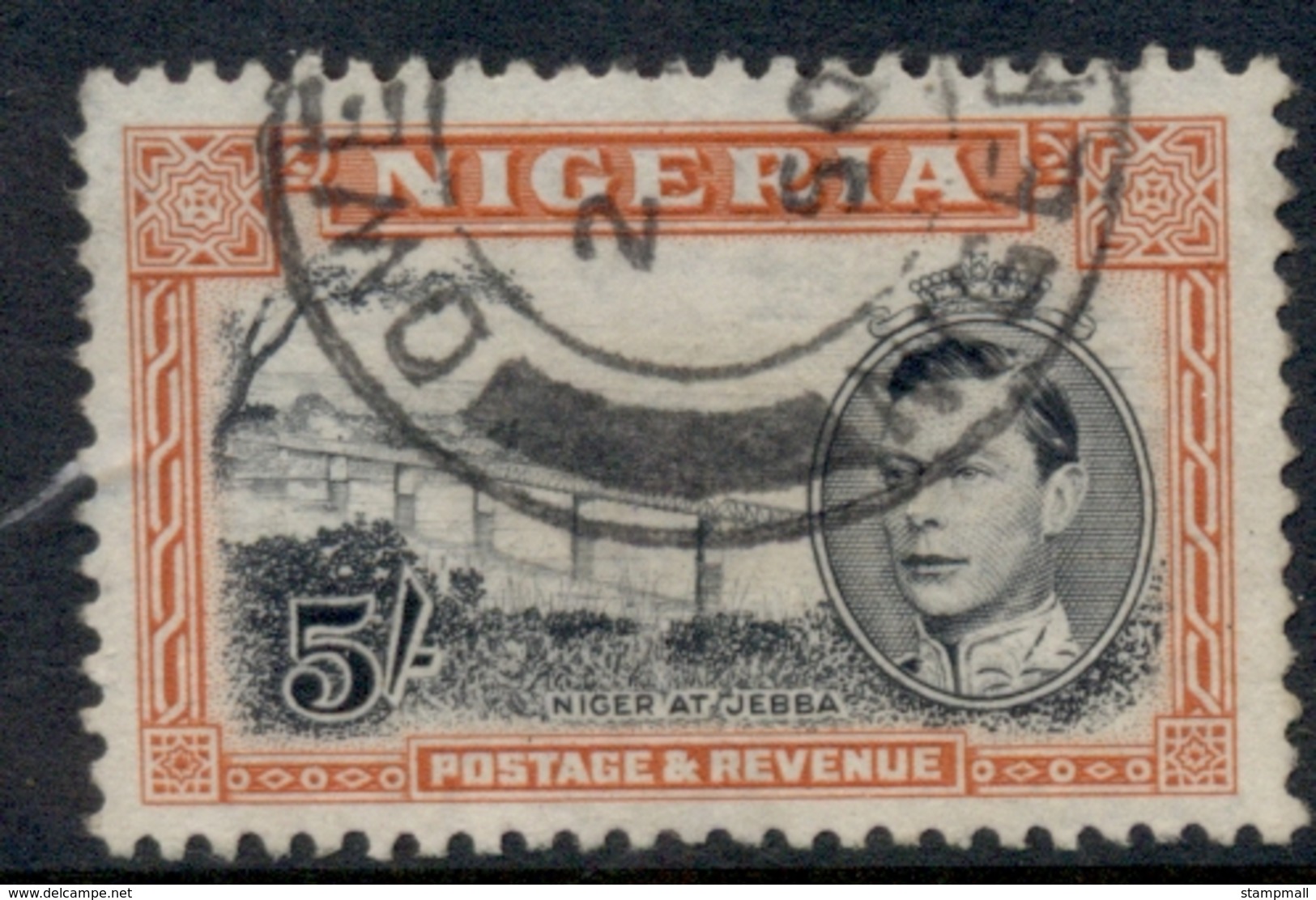 Nigeria 1938-51 KGVI Pictorial 5/- Niger At Jebba Perf 12 FU - Nigeria (1961-...)