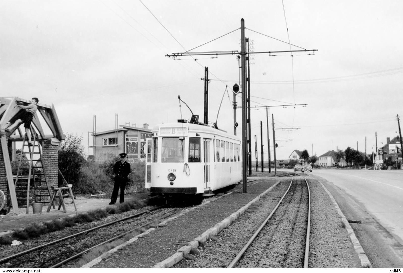 SNCV-Brabant. Zellik (Dorp). Cliché Jacques Bazin. 05-07-1956 - Trains