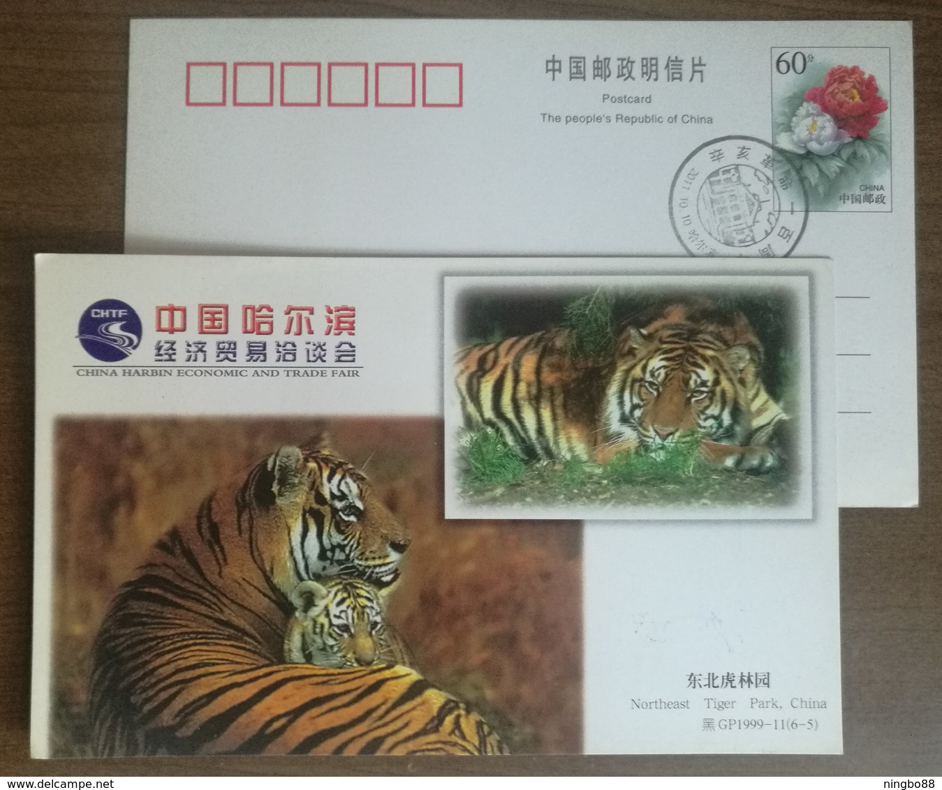 Northeast Tiger Safari Park,China 1999 Harbin Economic And Trade Fair Advertising Pre-stamped Card - Felini