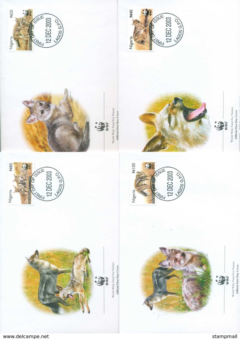 Nigeria 2003 WWF Side-striped Jackal 4x FDC Lot73215 - Nigeria (1961-...)