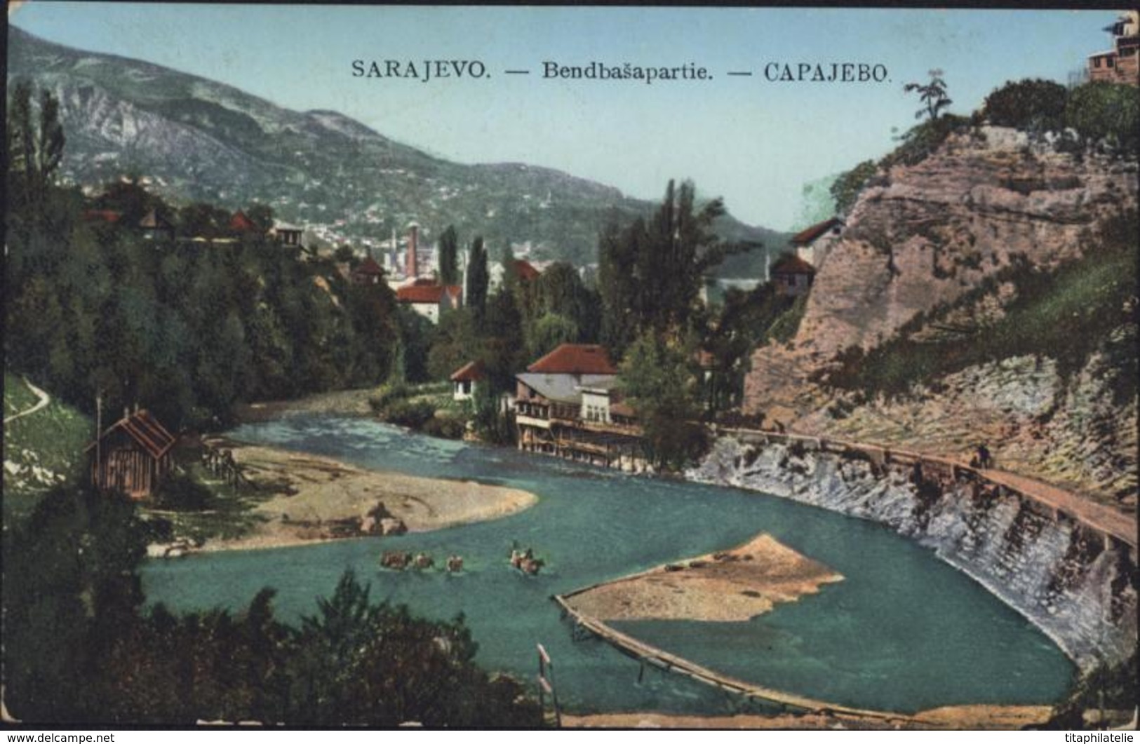 CPA Bosnie Herzégovine Sarajevo Bendbasapartie Capajebo YT 123 Brun Charles 1er CAD K U K Milit Post Sarajevo 22 VI 18 - Bosnie-Herzegovine