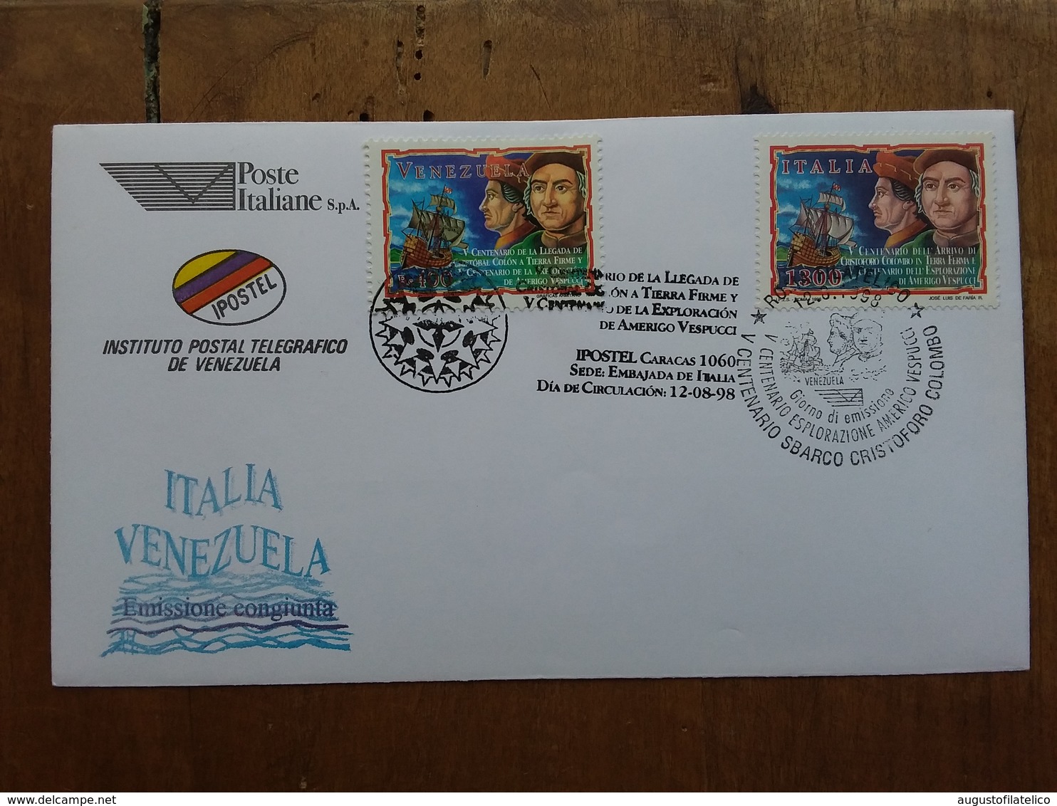 REPUBBLICA - Colombo - Emissione Congiunta Poste Italia-Venezuela + Spese Postali - FDC