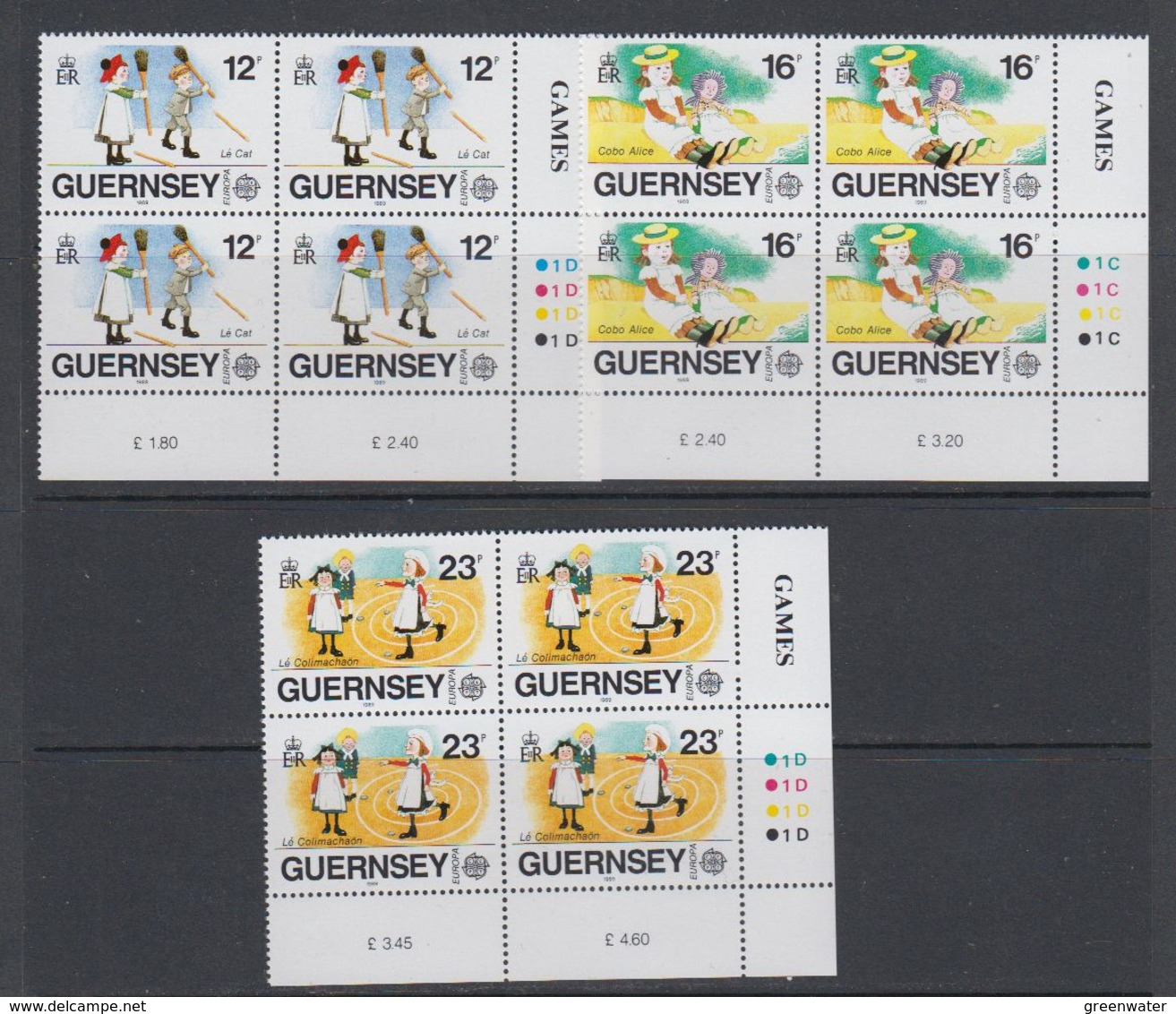Europa Cept 1989 Guernsey 3v Bl Of 4 (corner) ** Mnh (40632C) - 1989