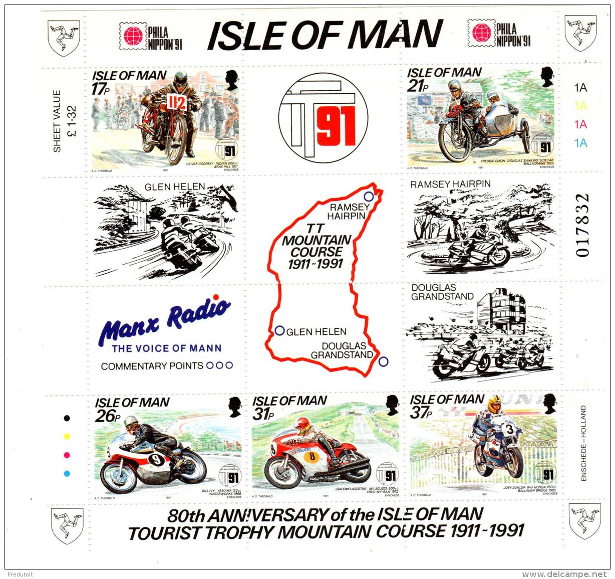 ILE De MAN - BLOC N° 16 ** (1991) Course Motocycliste "Tourist Trophy" - Man (Ile De)