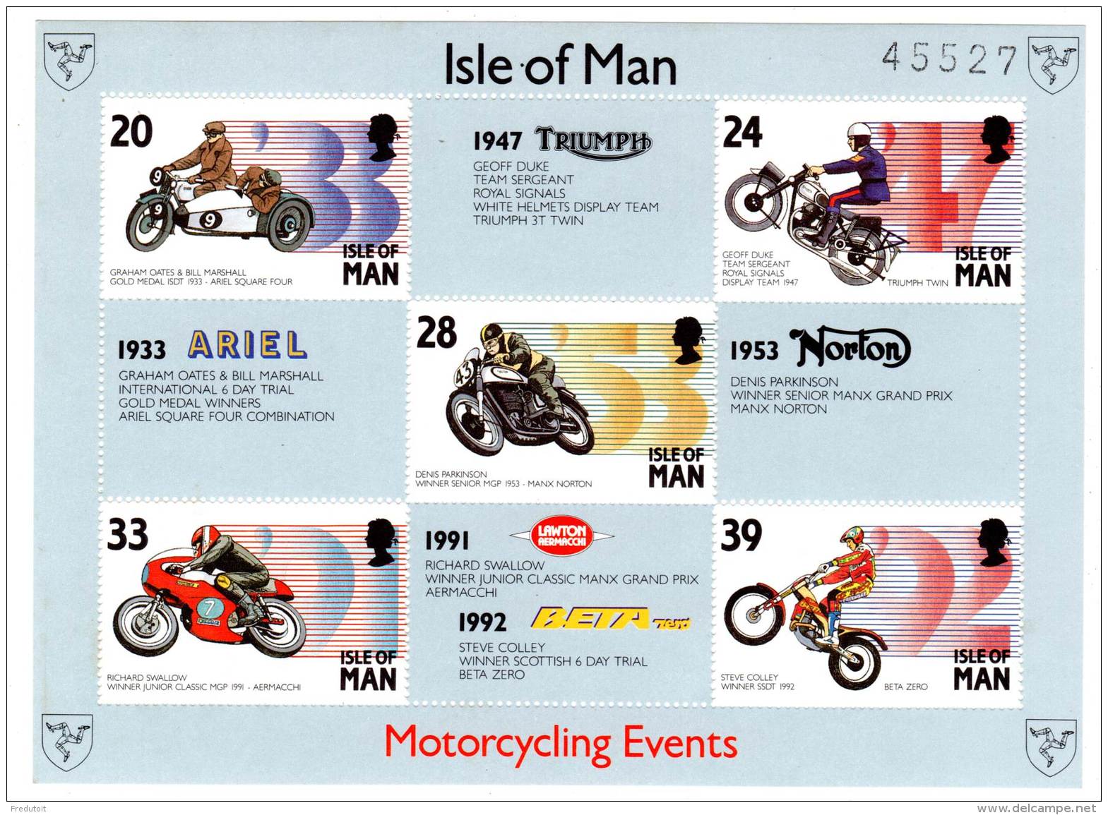 ILE De MAN - BLOC N° 21 ** (1993)  Motocycliste - Man (Ile De)