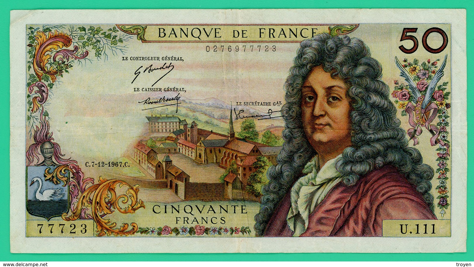 50 Francs -  France -  Racine - N°. 77723  U. - C.7-12-1967.C. - TB+ - - 50 F 1962-1976 ''Racine''