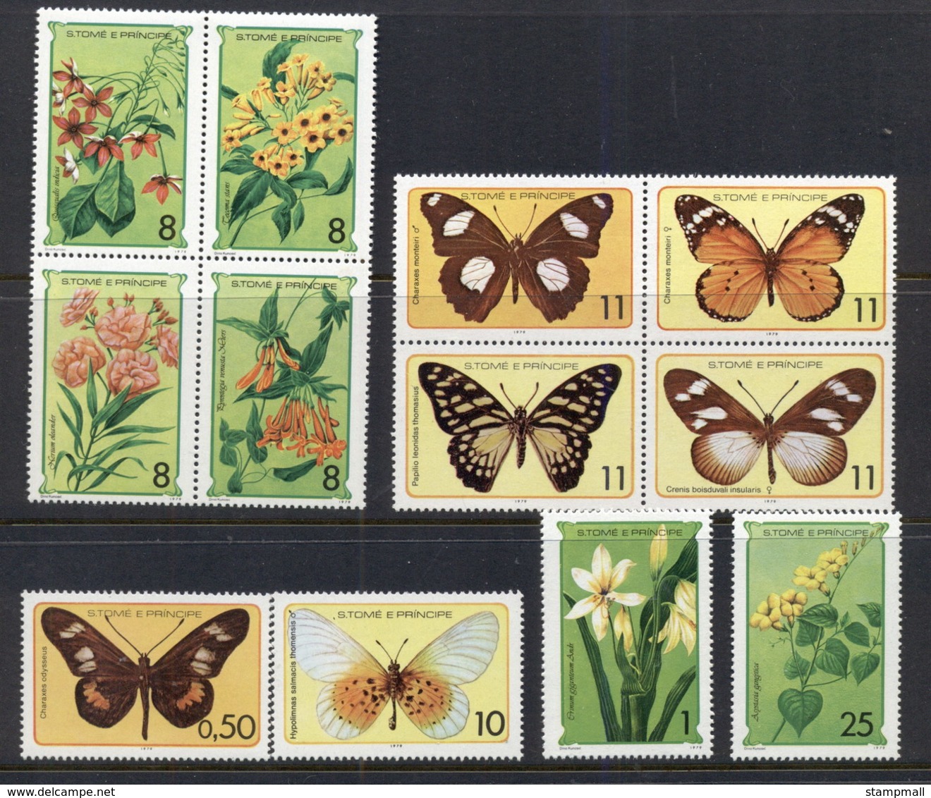 Sao Tome Et Principe 1979 Insects, Flowers Butterflies MUH - Sao Tome And Principe