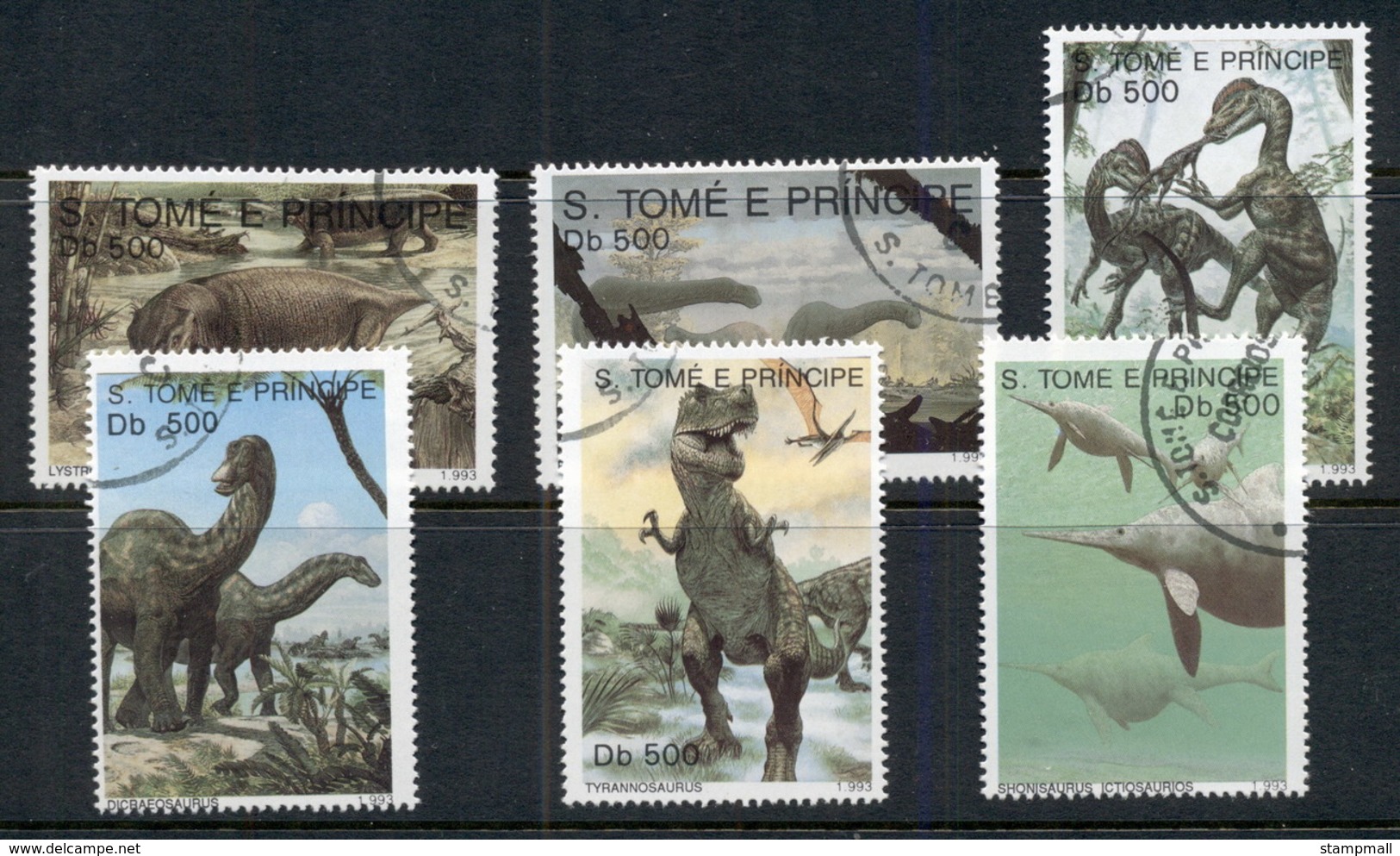 Sao Tome Et Principe 1993 Prehistoric Animals Dinosaurs CTO - Sao Tome And Principe