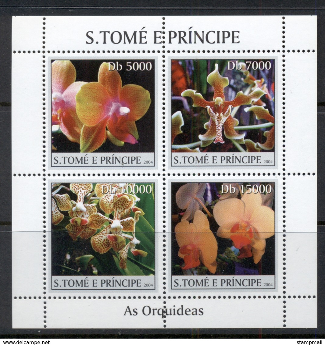 Sao Tome Et Principe 2004 Flowers, Orchids MS MUH - Sao Tome And Principe