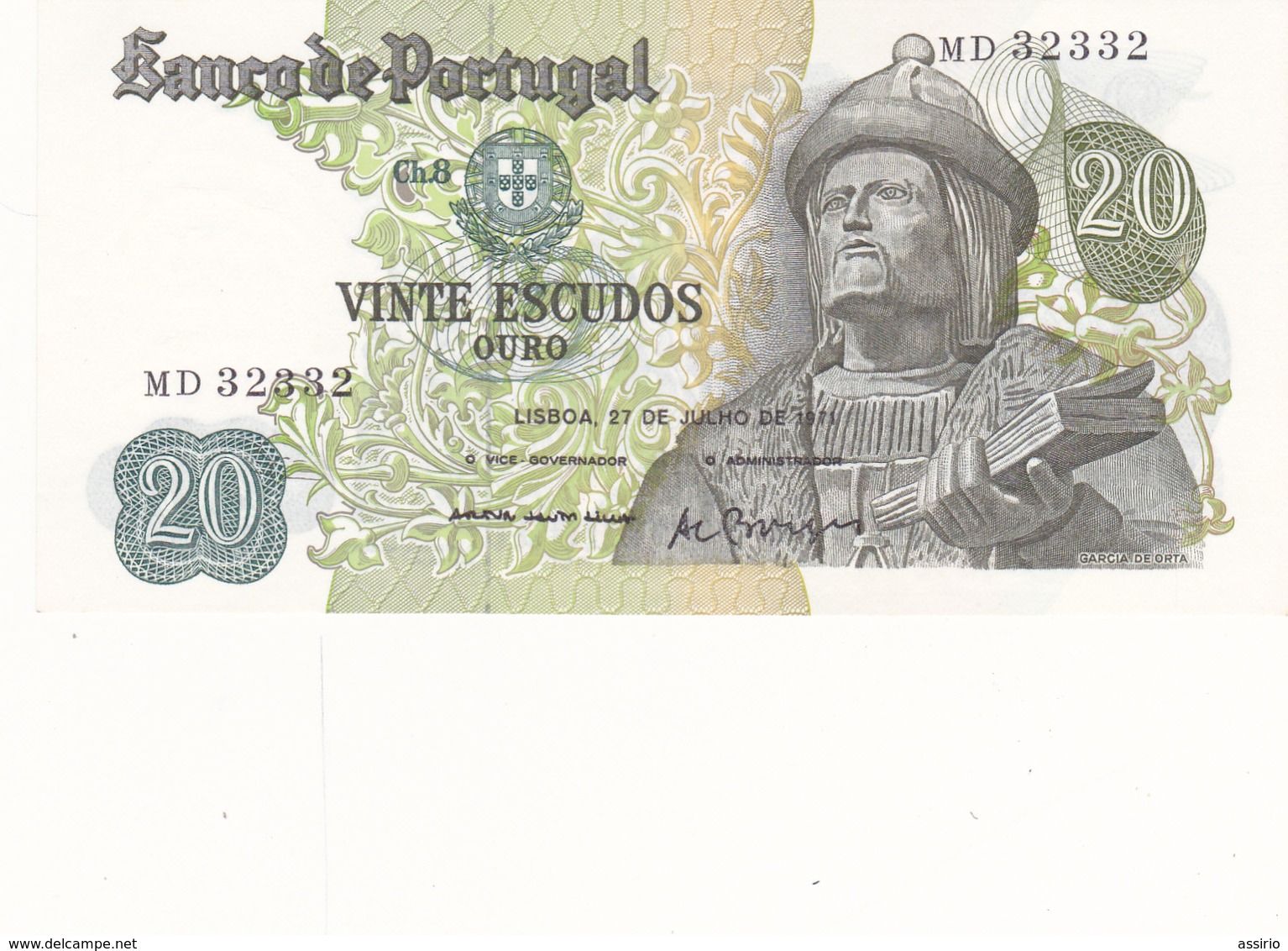 Portugal-nota De 20$00 Garcia Da Horta - Portugal