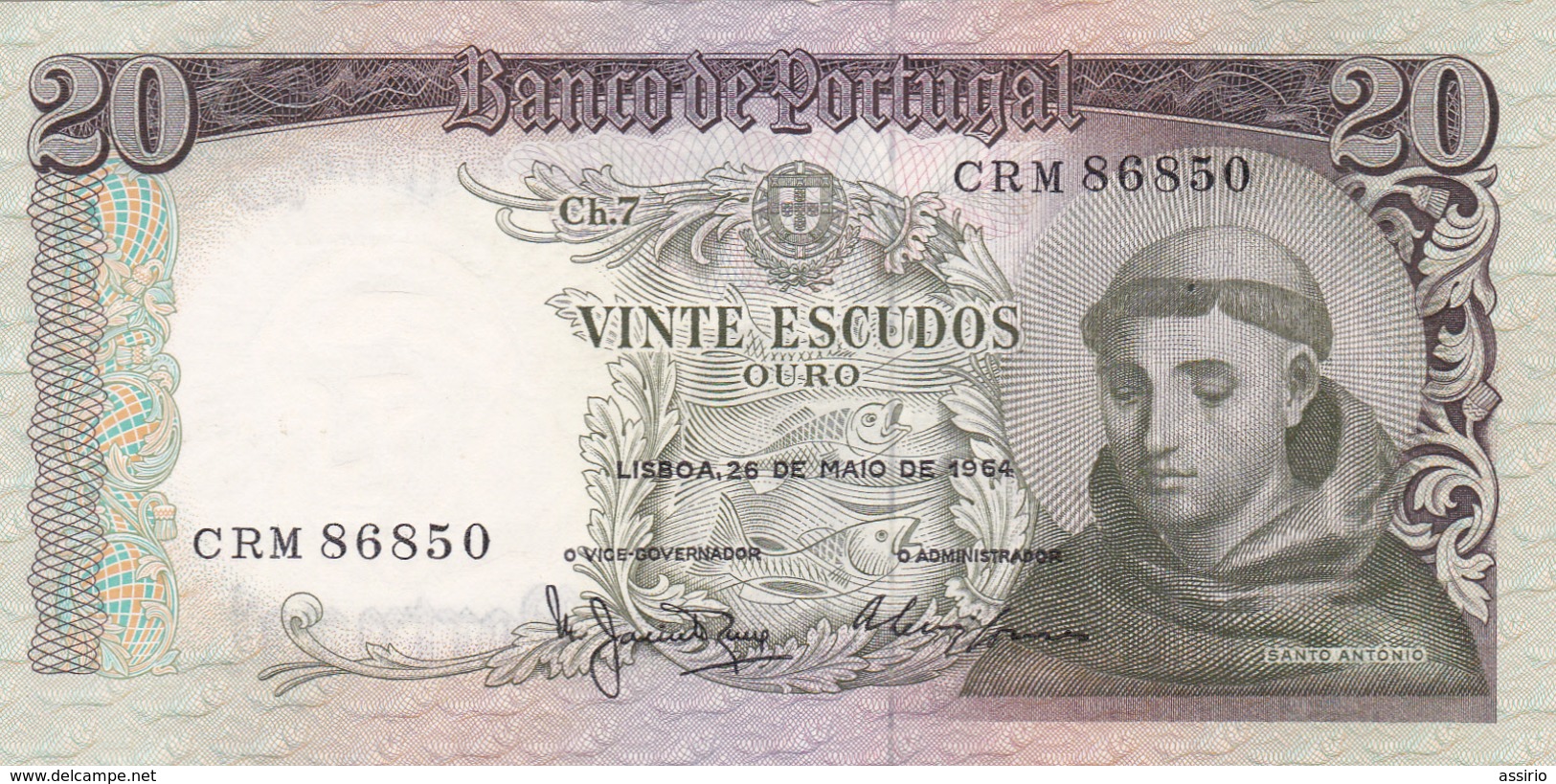 Portugal-nota De 20$00  Santo Antonio - Portugal