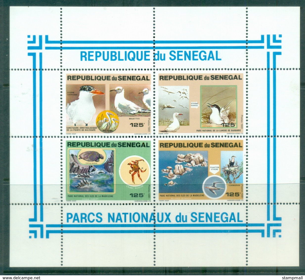 Senegal 1981 National Park Wildlife, Birds MS MUH - Senegal (1960-...)